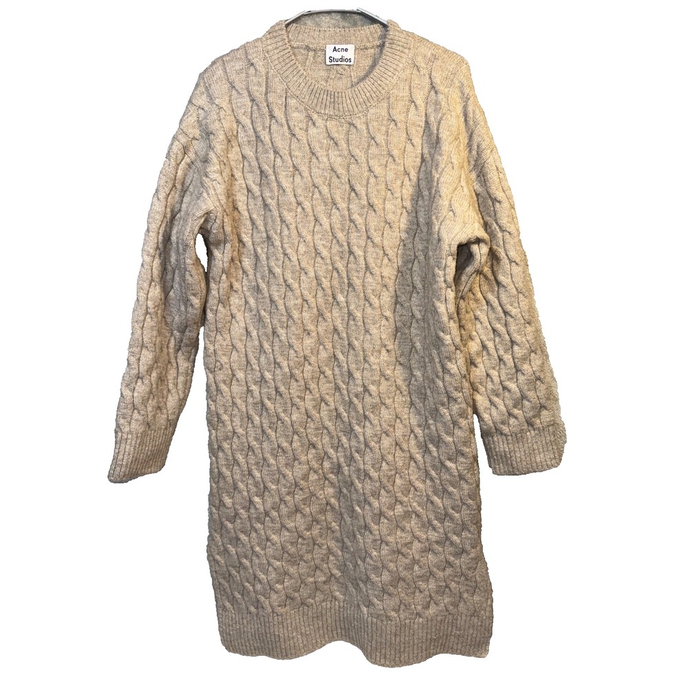 Acne Studios Midi cable knit Sweater Dress Womens Small Wool blend cream punk